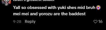 scxrletslove's tweet photo. thats mother??? mei mei and yorozu are not badder than THE yuki tsukumo???? https://t.co/MdtIJkUvGC