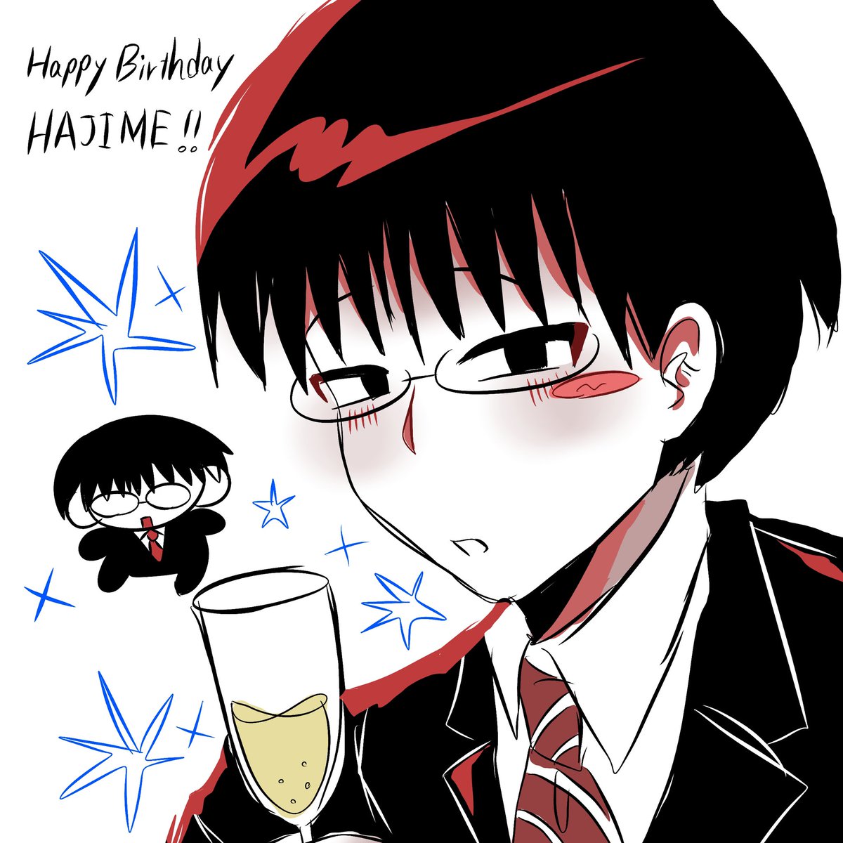 pikorinhuttou's tweet photo. ハジメ〜！！！おめでとう〜！！！！大好きだ〜〜！！👓🍾 https://t.co/6UCubpUthi