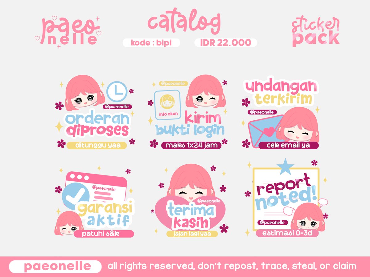 paeonelle's tweet photo. ⠀⠀

♡ 🎀⭐️ ꒰  help rt? thank you   ꒱ ⊹ 𓄹 

halooo, aku bawa 4 sticker pack BA yg bisa dijemput via dm atau tele, harga 22k/pack yaa, free retext baca tnc di alt yapp!      — #bealanja
⠀⠀
⠀⠀ https://t.co/IWD12CeOE2