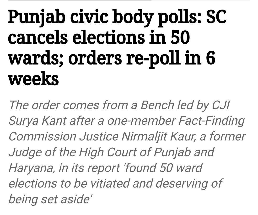 total_woke_'s tweet photo. 🚨 Literally two days ago this is what Supreme Court said Kejriwal did to Punjab local body elections

• Nomination Obstruction: Opposition candidates were physically assaulted, threatened, and illegally detained by police personnel to block them from submitting their nomination forms.

• Destruction of Evidence: Nomination papers were violently snatched, torn, or destroyed in the active presence of local police.

• Lack of Videography: The state ignored explicit High Court orders to video-record the nomination process to cover up the manipulation.

• Polling Fraud: The panel discovered definitive proof of bogus voting, multiple voting, and active voter intimidation in various wards where AAP candidates had originally been declared victorious.
