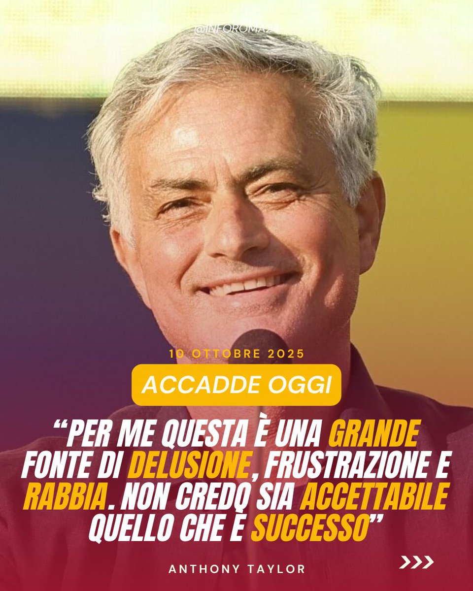 inforoma24's tweet photo. 🟡🔴 Accadde oggi, 10 ottobre 2025: Anthony #Taylor racconta il suo stato d'animo dopo gli insulti presi nella finale di #UEL #SivigliaRoma e afferma di non aver commesso errori gravi.
📸 Salvatore Fornelli
📲: @BBCSport
📰 Leggi i dettagli su https://t.co/IFea16JT4E
#ASRoma https://t.co/iqV51dUf9z
