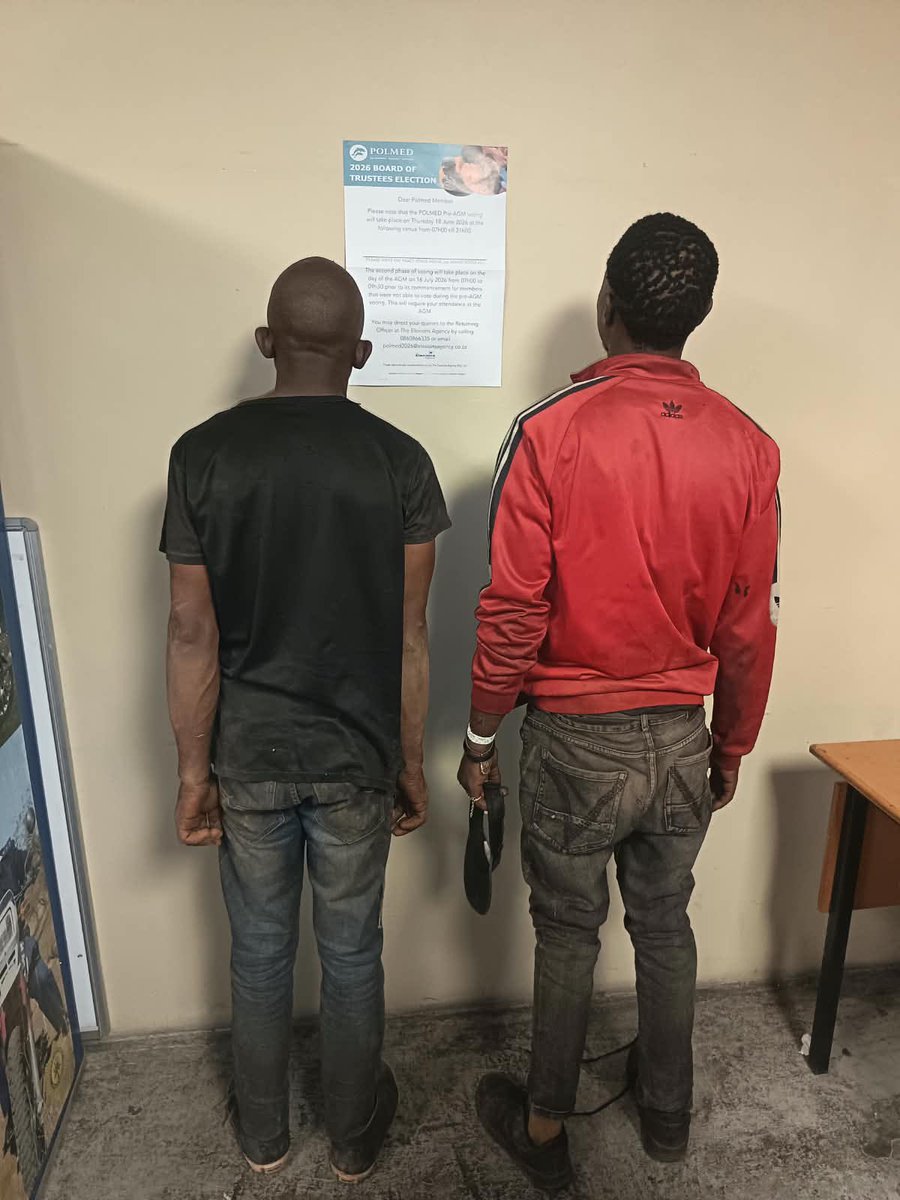 Abramjee's tweet photo. TWO CAUGHT RED HANDED BY THE R21 FREEWAY IN KEMPTON PARK AREA 
 
On Wednesday 07 October 2026 at approximately 10:00 the Metropolitan Police Department (EMPD) Officers deployed at the O R Tambo international Airport (ORTIA), weremonitoring an electrical sub-station, situated on the R21 freeway, which had been experiencing cable theft.
 
The first complaint was received in September this year where one (01) suspect was arrested, for tampering with essential infrastructure, theft of cable and possession of stolen cables, by the EMPD ORTIA members. Following that complaint, members of this unit, together with the Airport Company South Africa (ACSA) Security personnel, began monitoring the sub-station using the advanced CCTV camera system.
 
While monitoring the said sub-station, two (2) African males in their 30's, were spotted crossing the freeway and going to the sub-station. 

The suspicious pair scouted the area before they started to dig up the electrical cable, which was in the trench. 

EMPD Officers, were mobilized and a tactical takedown was executed. 

Both suspects were caught red-handed, before they were handcuffed and taken to the Kempton Park police station where a case docket was opened against them. 

They are expected to appear at the relevant Magistrate's Court.