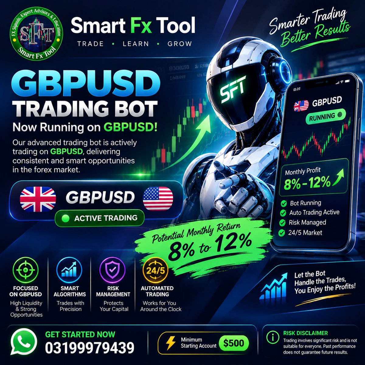 smartfxtool's tweet photo. 🚀 𝐆𝐁𝐏𝐔𝐒𝐃 𝐀𝐔𝐓𝐎 𝐓𝐑𝐀𝐃𝐈𝐍𝐆 𝐁𝐎𝐓 | 𝐒𝐦𝐚𝐫𝐭 𝐅𝐱 𝐓𝐨𝐨𝐥
💹 Target Monthly Return: 8%–12%
📊 Dedicated GBPUSD Trading Strategy
💵 Minimum Starting Account: $500

#smartfxtool #GBPUSD #forextrading #TradingBot #AutoTrading #ForexBot #AlgorithmicTrading #MT5 https://t.co/NC6FsplimT