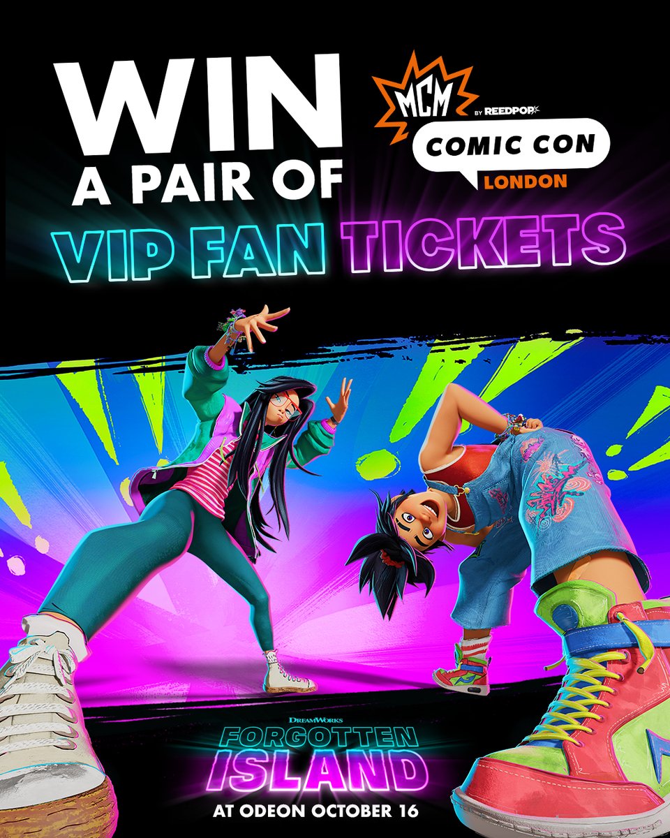 ODEONCinemas's tweet photo. To celebrate Forgotten Island arriving at ODEON on October 16, we're giving one lucky winner the chance to WIN* a pair of VIP Fan Tickets to MCM Comic Con London! 🎟️

To enter: 
✅ Follow @ODEONCinemas 
✅ Repost
✅ Tag who you'd take on your Forgotten Island adventure

*UK residents only. 
*T&Cs apply 📲 https://t.co/ROlIVrliys