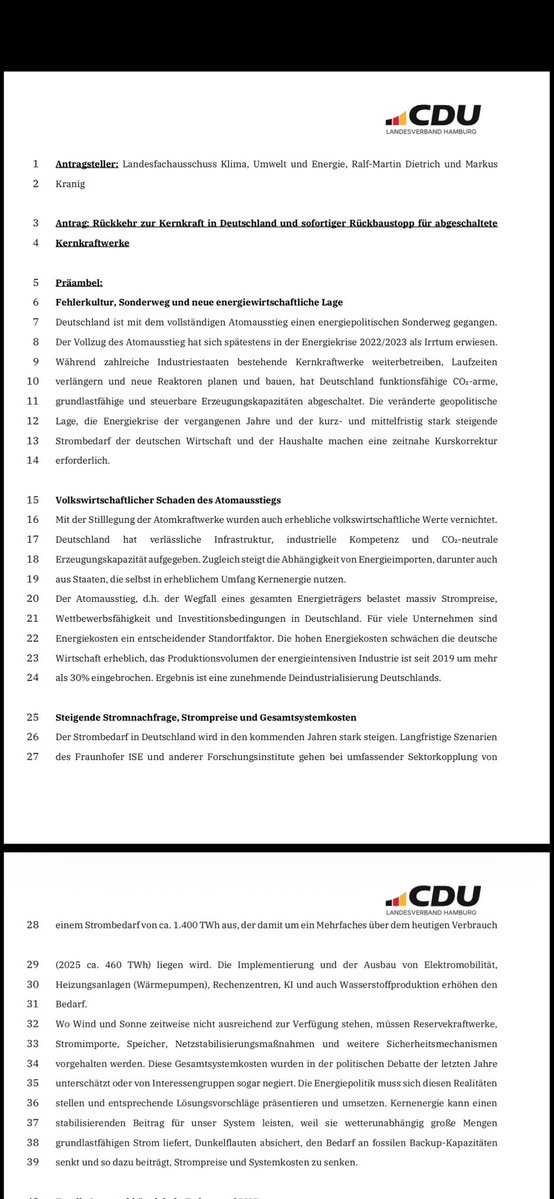 breuer_jakob's tweet photo. Bevor es untergeht (zu später Stunde war wohl kein Journalist mehr anwesend): Am 29.09 wurde unser Antrag für eine Rückkehr zur #Kernkraft und für ein sofortiges Rückbaumoratorium beim Landesparteitag der CDU Hamburg mit klarer Mehrheit angenommen. 

Energie ist Wohlstand. Der erfolgreiche Antrag zeigt auch: Die Basis der CDU will  die energiepolitische Kurskorrektur und findet sich nicht mit dem Status Quo ab. Nächster Stop Bundesparteitag.