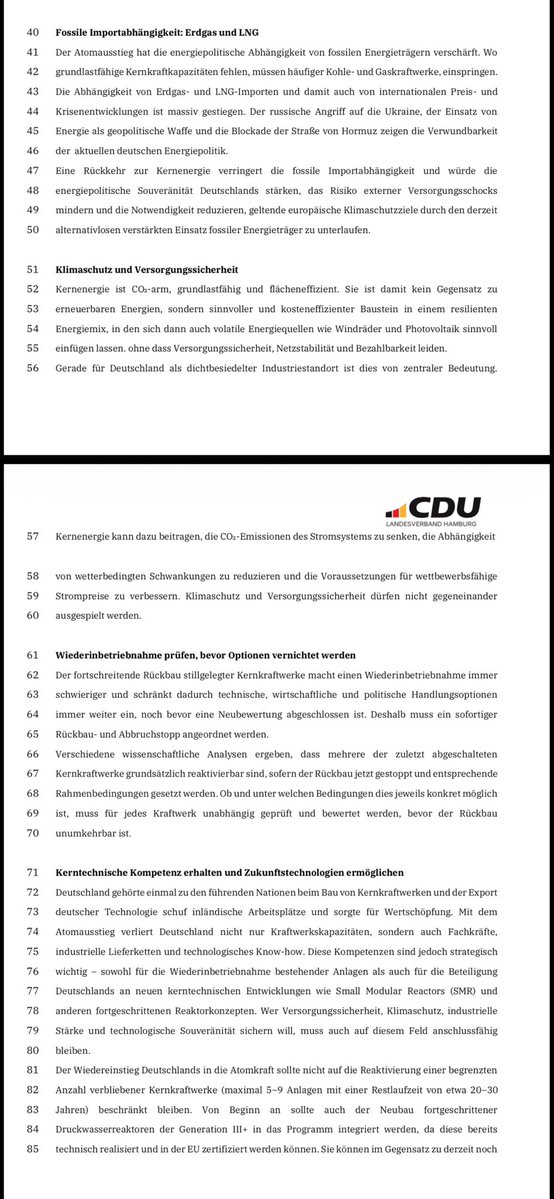 breuer_jakob's tweet photo. Bevor es untergeht (zu später Stunde war wohl kein Journalist mehr anwesend): Am 29.09 wurde unser Antrag für eine Rückkehr zur #Kernkraft und für ein sofortiges Rückbaumoratorium beim Landesparteitag der CDU Hamburg mit klarer Mehrheit angenommen. 

Energie ist Wohlstand. Der erfolgreiche Antrag zeigt auch: Die Basis der CDU will  die energiepolitische Kurskorrektur und findet sich nicht mit dem Status Quo ab. Nächster Stop Bundesparteitag.