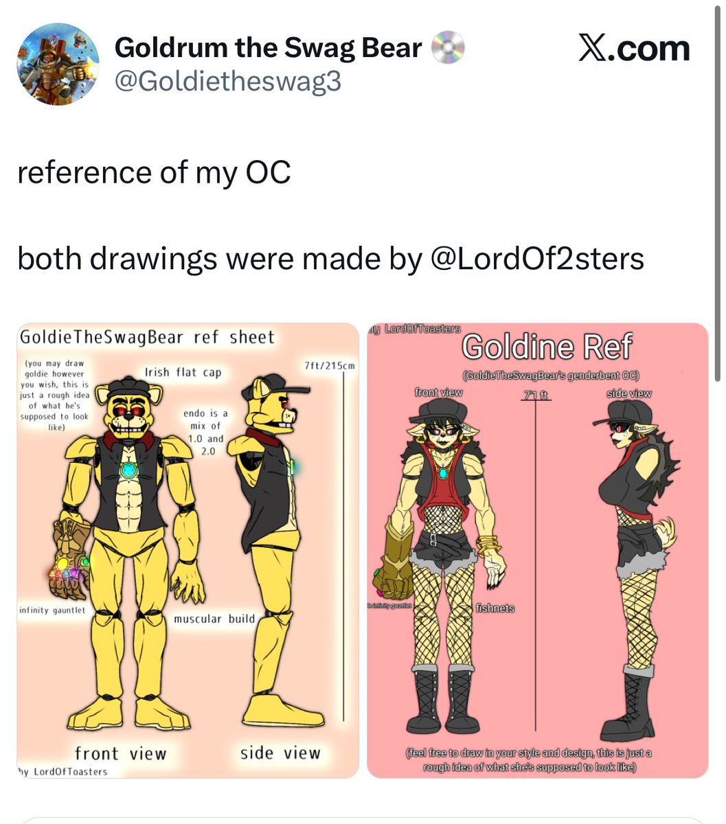 LargeRatGirl's tweet photo. stupid new BROWN mary sue Avater protagonist RUINING cartoons... they should've made my OC, Golden Freddy with the Infinity Gauntlet and an Irish flat cap, the main character! and maybe my OC could have intercourse with my genderswap.. 👀👀 https://t.co/mGWME2ABca