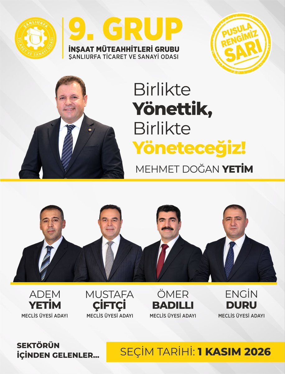 mutahitler63's tweet photo. Şanlıurfa Ticaret ve Sanayi Odası seçimlerinde, inşaat sektörümüzün ve müteahhitlerimizin güçlü bir şekilde temsil edilmesi adına Mehmet Doğan Yetim Başkanımızı ve 9. Grup’taki kıymetli yol arkadaşlarımızı destekliyoruz. https://t.co/K6ycCF9FUK