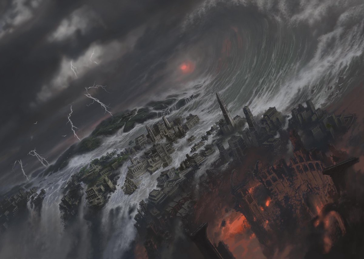 fazforfaramir's tweet photo. The Fall of Númenor. Depicted by Alan Lee. https://t.co/RJLfEhLdCB