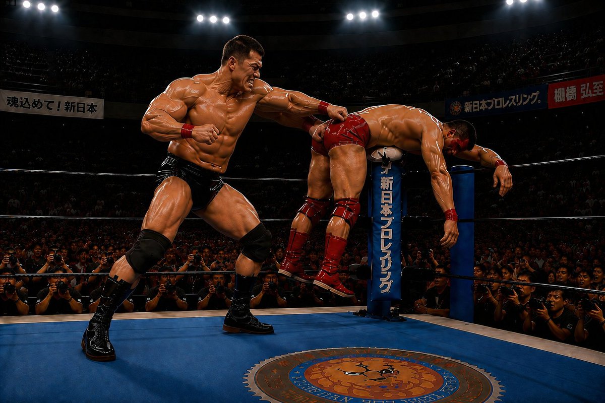 barukimuscle's tweet photo. 妄想プロレス　No7
どんどんいきます。
分かりづらいですが、パンツの皺を直した後、ジャブをしている様子。
＃プロレス　＃ゲイ　＃やられ　＃筋肉　＃AI https://t.co/IVYvwlcBCJ
