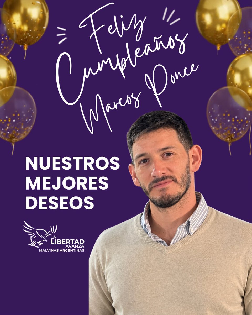 LLAMalArg's tweet photo. 🎉 ¡Feliz cumpleaños, Marcos Ponce! Te deseamos un gran día junto a tus seres queridos y muchos éxitos en los desafíos que vienen. 🎂🇦🇷 https://t.co/e6mAdmavzJ