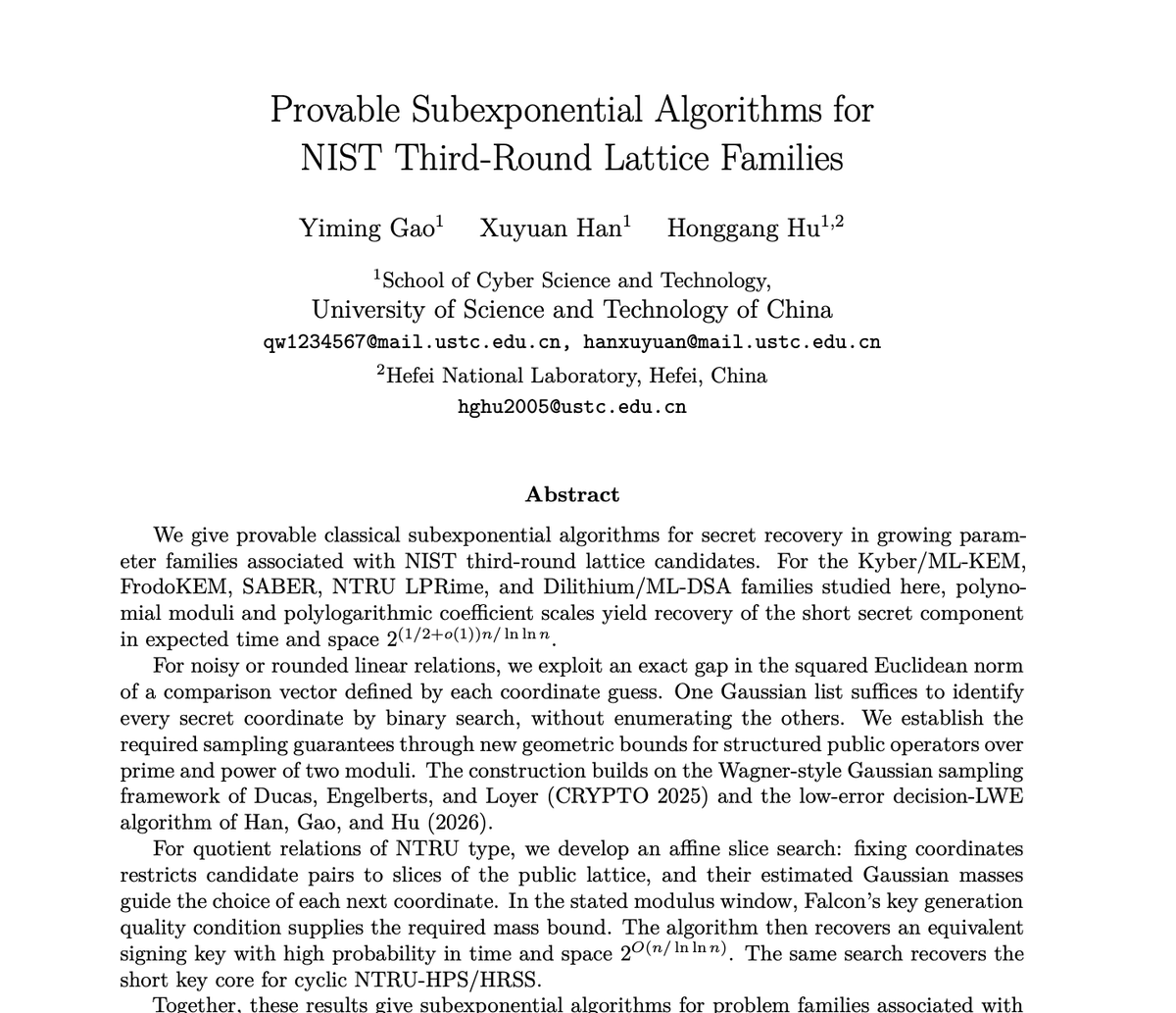 lukOlejnik's tweet photo. Worth checking the status of AI-assisted lattice cryptography results. There will definitely be more progress until the end of this year. OpenAI and Anthropic results not yet out. https://t.co/siumHtbpsr