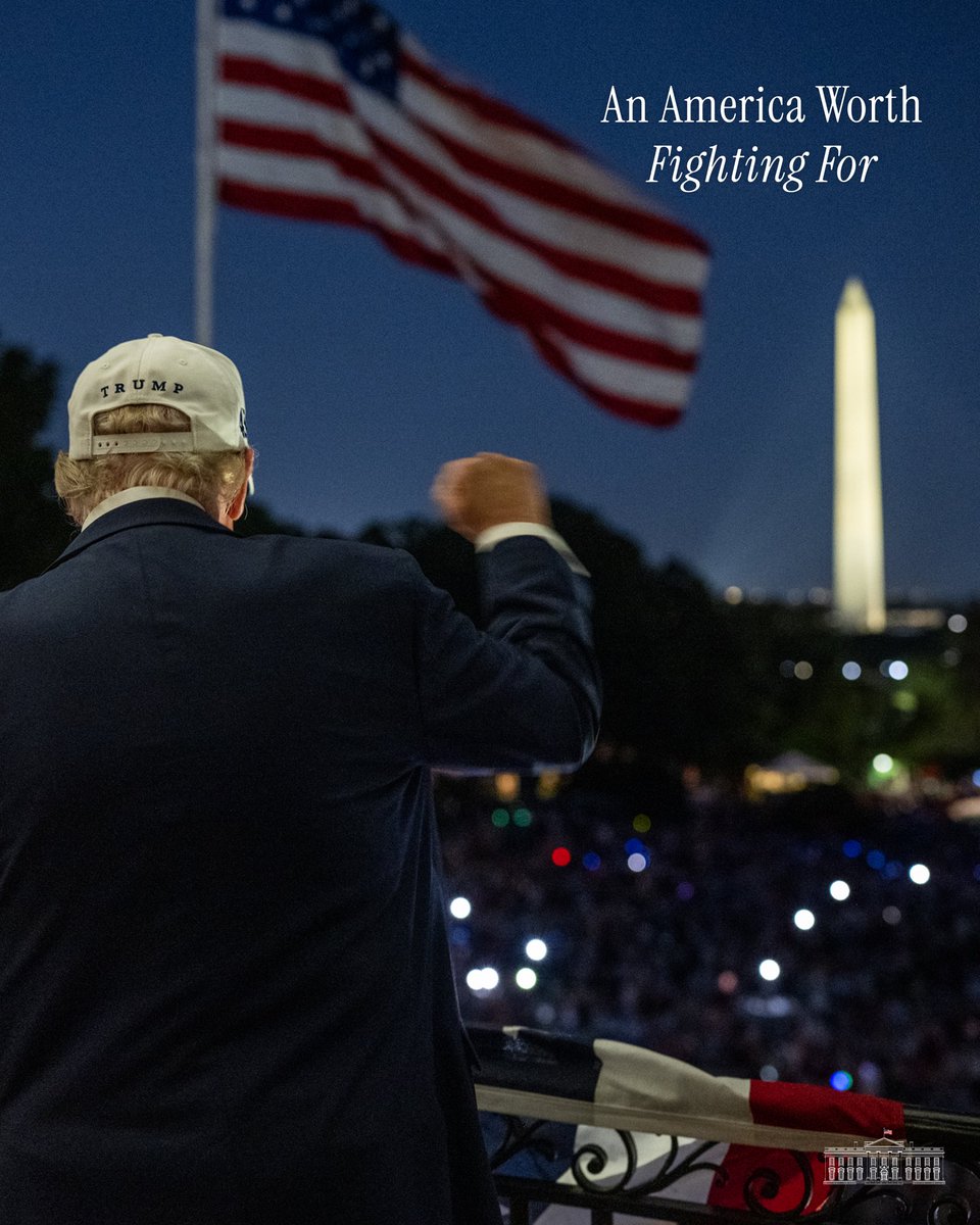 WhiteHouse's tweet photo. A secure border. Safe communities. American prosperity. A future built FOR the American people. 

An America worth fighting for. 🇺🇸 https://t.co/l00BENI8E9