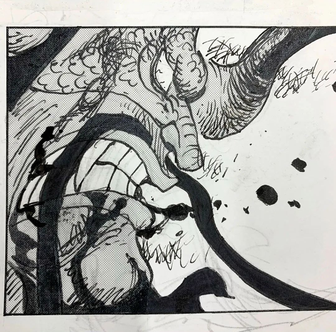 HAOUSHOKU77's tweet photo. rascunhos originais de Oda para Luffy vs Kaido🔥 https://t.co/SDhW00atNr