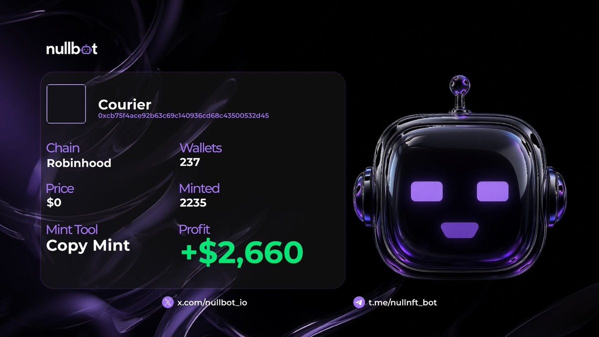 sshal0mm's tweet photo. copy mint went brrrrr🖨️

@nullbot_io minted 2235 of 3333 for users

floor is currently 1.12$ https://t.co/ZNFrJbdaQc