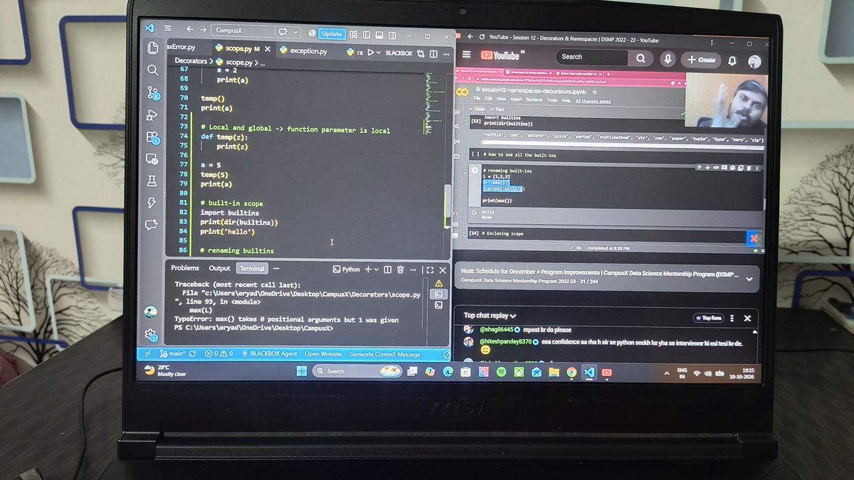 eryadav06's tweet photo. 🐍 Learning Python namespaces and understanding how variables, functions, and objects are organized and accessed. Every concept brings me one step closer to mastering Python! 🚀💻

#Python #LearningToCode #100DaysOfCode https://t.co/hm7zQ5c3OL