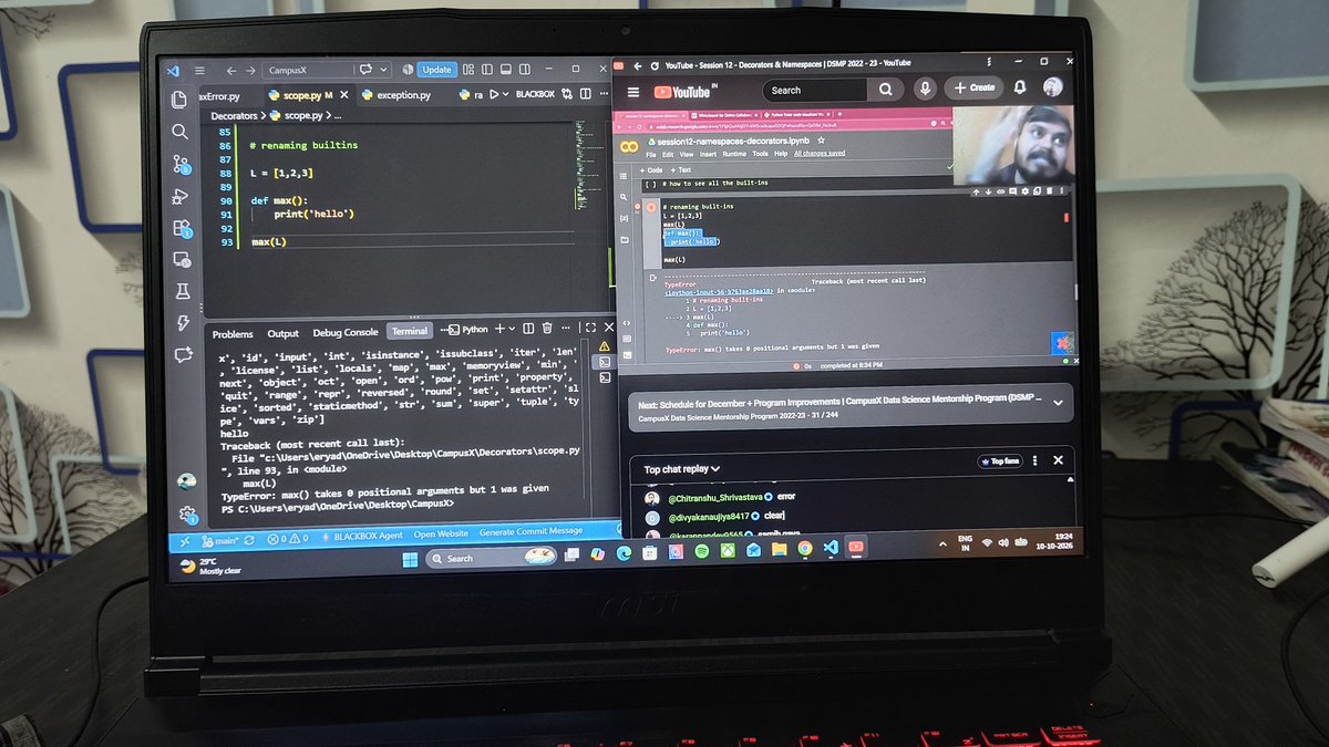 eryadav06's tweet photo. 🐍 Learning Python namespaces and understanding how variables, functions, and objects are organized and accessed. Every concept brings me one step closer to mastering Python! 🚀💻

#Python #LearningToCode #100DaysOfCode https://t.co/hm7zQ5c3OL