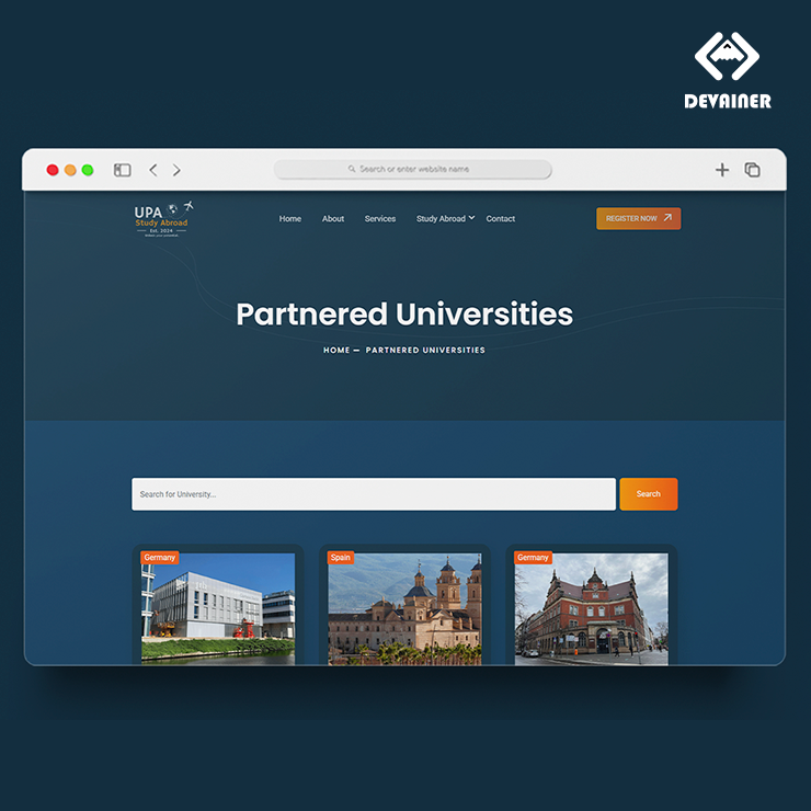 Devainer1's tweet photo. 🎓 UPA — Study Abroad Website

A modern study abroad website designed and developed for UniPlan Arabia, featuring intuitive UI/UX, responsive layouts, university exploration, and educational services.

🔗 Project: 
https://t.co/9uOvMJ2uN2

#Devainer #WebDesign #UIUX #StudyAbroad https://t.co/xU2l8N4dUY