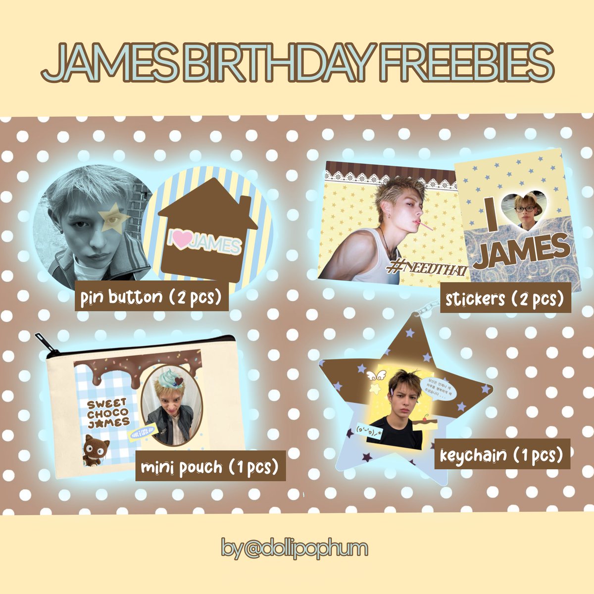 dollipophum's tweet photo. 𐙚 🍫💛 james's birthday freebies ˚ ❀ 
by: @dollipophum 

help rt &amp; like this tweet ♡

💌 how to claim? 
✽ coer ina only! 
✽ claim on 11/10/2026 at 13.00 (link tba) 
✽ write ur username on notes 
✽ be my moots 

tag me if u get one ;D https://t.co/s5NH2kYOzj