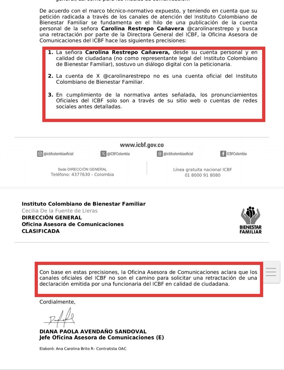 hanwenzhang1982's tweet photo. ICBF me contestó la petición donde solicito que la directora de la entidad se retracte del trino donde afirma que yo tengo alguna misión del gobierno chino en Colombia. 

Básicamente que eso no es con ellos porque la cuenta @carorestrepocan es la cuenta personal de la directora donde ella actúa en calidad de ciudadana y no como directora de la entidad. 

Pero uno mira esa cuenta de la señora y habla mucho de lo que hará o no hará en el ICBF, y esto lo hace en su calidad de directora. Entonces? Cuando es para lanzar acusaciones injuriosas a connacionales (presumentamente) ¿sí es cuenta personal?