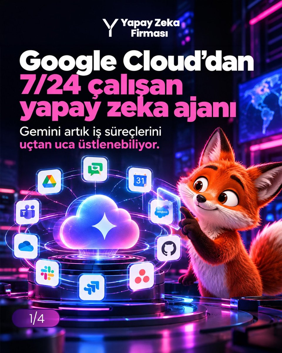 YZFirmasi's tweet photo. Gemini artık sadece yardımcı değil, işi uçtan uca yürüten bir ajana dönüşüyor. ⚡️

Google Cloud’un yeni yapısında Gemini; verileri analiz ediyor, araçlara bağlanıyor, planlıyor, içerik üretiyor ve teknik işleri de üstlenebiliyor. Üstelik bunu ekiplerin mevcut iş akışlarına entegre şekilde, 7/24 sürdürüyor.

Kısacası mesele artık “AI ne cevap verir?” değil; “hangi işi baştan sona devralabilir?”

Sizce şirketlerde ilk hangi süreç AI ajanlara bırakılacak?

#Gemini #GoogleCloud #YapayZeka #AIAgent #AIGündem #Teknoloji
