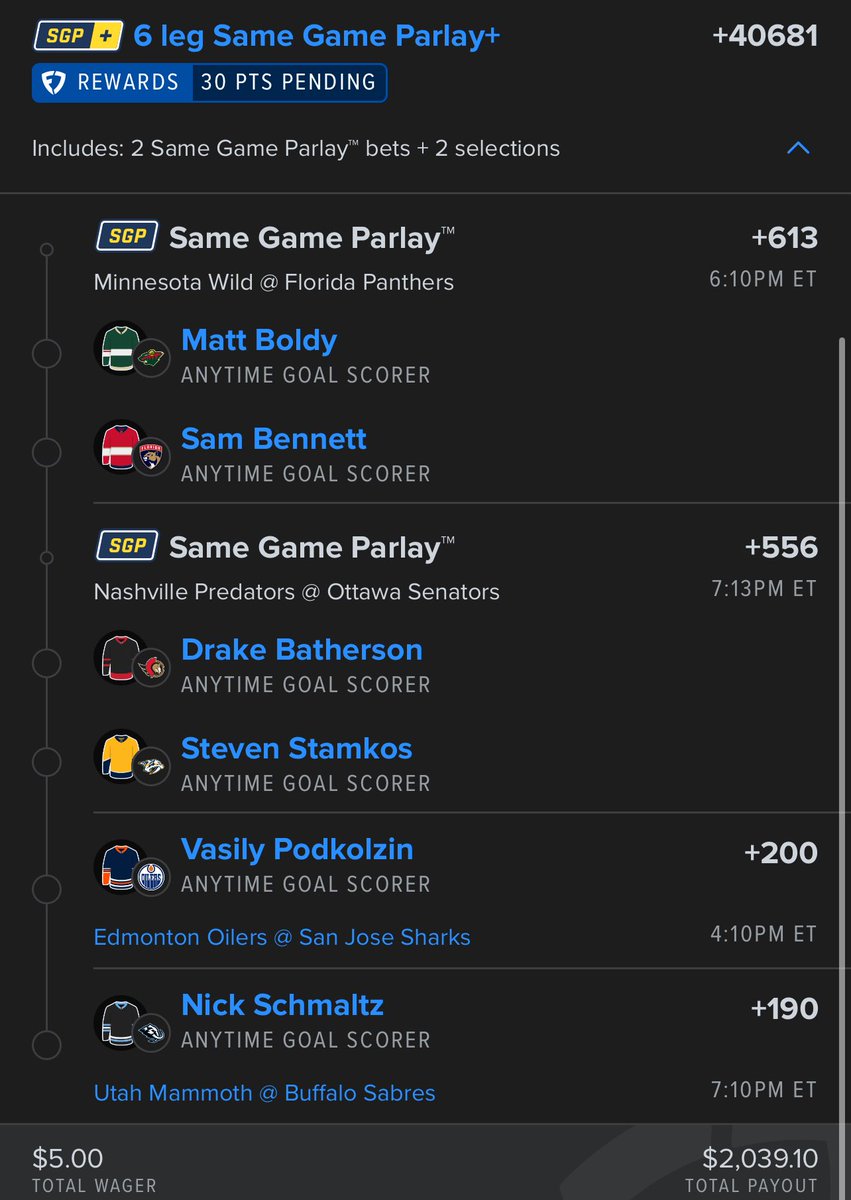 EasyLikeParlay's tweet photo. WE GOT GOALS 🥅 | NHL https://t.co/oWH7rM1IPj