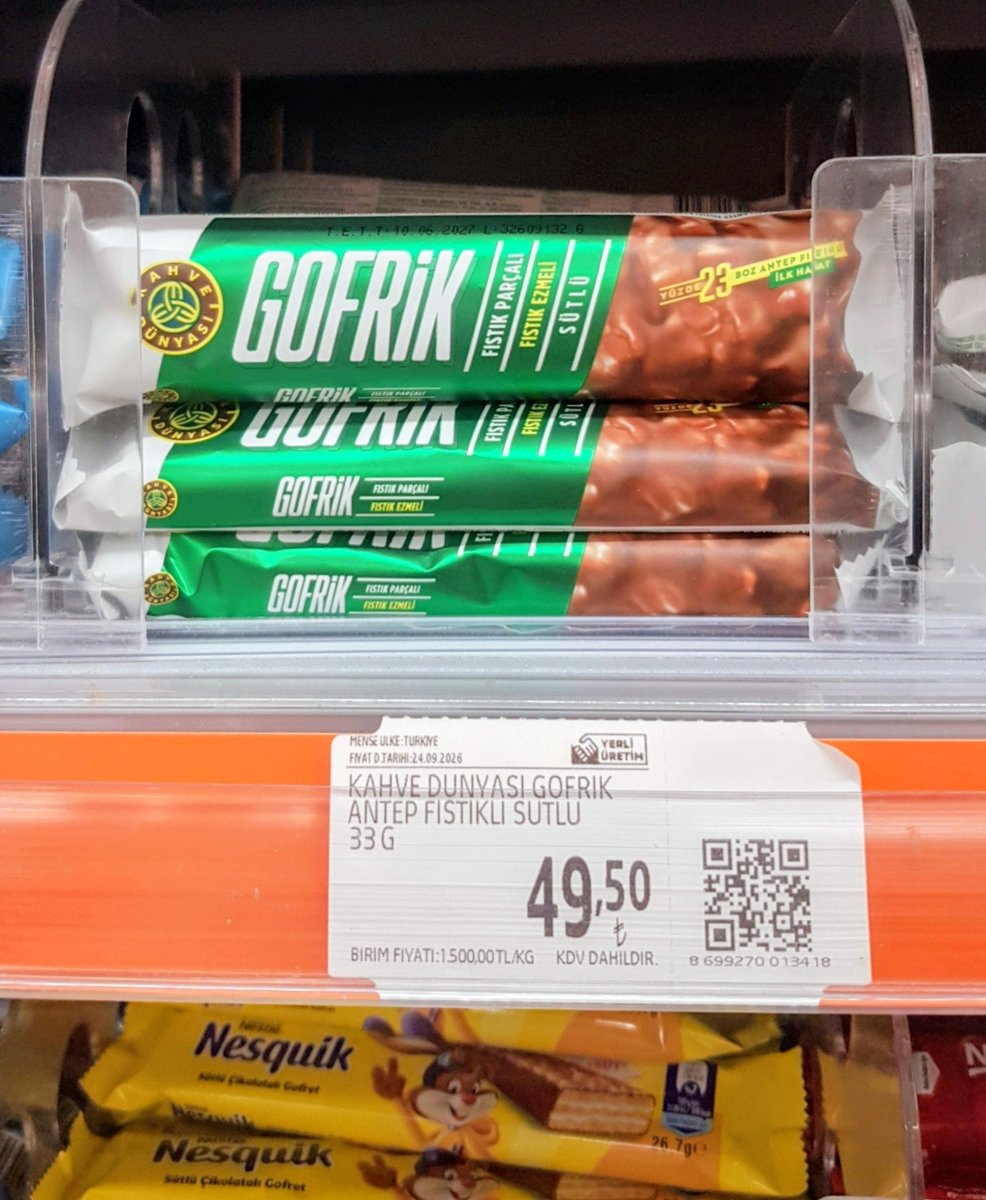 ZamHaberAjans's tweet photo. 2015'te ilk çıktığında 1,5 TL olan Gofrik gofret 
 49,50 TL oldu. 

🔹️11 yılda %3200 fiyat artışı oldu. https://t.co/msE9MXcEjB