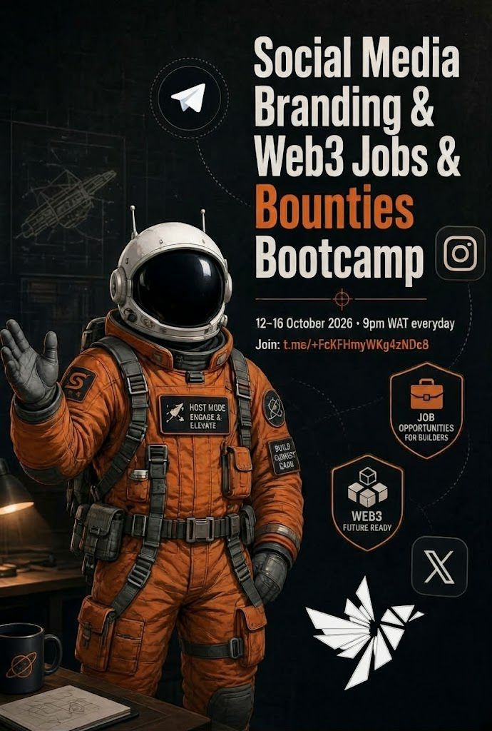 tinderlyonx's tweet photo. GM CT.

I am proud to announce my 4days Bootcamp based on:

🎫Social media branding,

🎫Web3 jobs, Bounties

🎫And also a full onbaording to @zeroauthdao .

- Registration: Freee

- Venue :  https://t.co/J4HGQFI0CE

- Date: 12th-16th of Oct, 2026

- Time : 9pm WAT Each Day

Speakers are gonna be announced a day before.

Lastly the Boot Camp would end with a grand finale X Space on saturday.

DON'T MISS.G