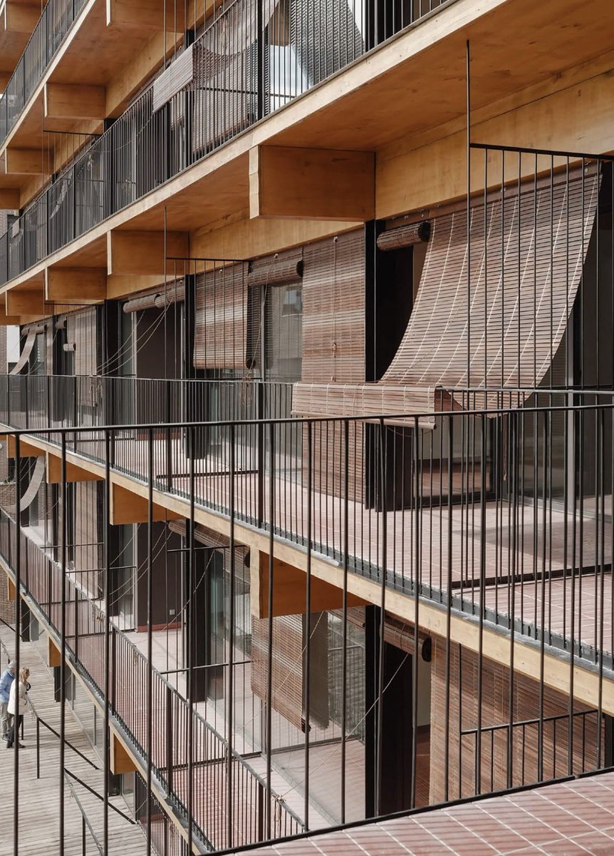 SustainableTall's tweet photo. Would you just look at these beautiful timber blinds in this social housing in Navarra, Spain

In a warming world, shading should be on ALL housing! 

The architects are Taller Basico and MRM Arquitectos. Blinds by Saxun Solar https://t.co/RXPLT0k43D