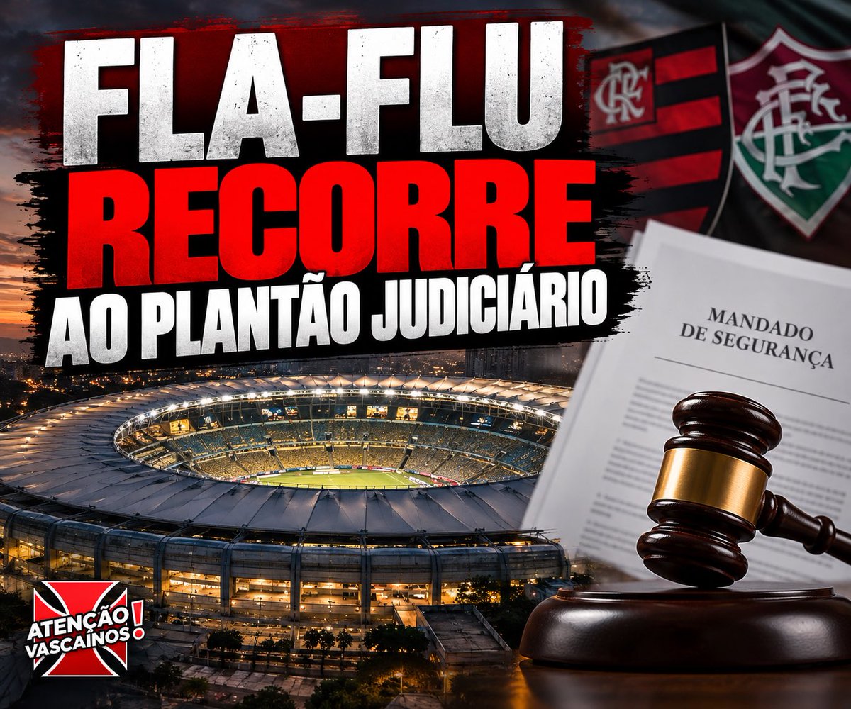 AVascainos's tweet photo. FLA-FLU VAI AO PLANTÃO JUDICIÁRIO PARA TENTAR DERRUBAR DECISÃO QUE LIBEROU O MARACANÃ AO VASCO
A FLA-FLU Serviços S.A., concessionária responsável pela administração do Maracanã, apresentou na madrugada um Mandado de Segurança com pedido de liminar ao Tribunal de Justiça do Rio de Janeiro para tentar suspender a decisão que autorizou o Vasco a utilizar o estádio na semifinal da Copa Sul-Americana contra o Boca Juniors, marcada para 20 de outubro.
A ação foi apresentada ao Plantão Judiciário depois que o desembargador Marco Antônio Ibrahim, presidente da 23ª Câmara de Direito Privado do TJRJ, concedeu uma decisão favorável ao Vasco às 18h24 de sexta-feira.
A concessionária considera a decisão ilegal e sustenta que ela contraria provas técnicas, disposições contratuais e decisões judiciais anteriores.
1. FLA-FLU usa seis decisões anteriores para contestar a liberação
Um dos principais argumentos apresentados é que, antes da decisão favorável ao Vasco, seis decisões judiciais, proferidas por quatro magistrados diferentes, haviam rejeitado pedidos de urgência relacionados à utilização do Maracanã.
Essas decisões ocorreram tanto na Ação Popular movida por um sócio do Vasco quanto no processo ajuizado diretamente pela Vasco SAF.
Segundo a concessionária, os magistrados reconheceram que não havia elementos suficientes para obrigar a disponibilização do estádio, especialmente diante dos laudos sobre o gramado e das questões contratuais.
A FLA-FLU também argumenta que três dessas decisões reconheceram a viabilidade do Estádio Nilton Santos como alternativa para a partida.

A petição questiona diretamente a decisão do desembargador Marco Antônio Ibrahim, classificando-a como teratológica, termo jurídico utilizado para decisões consideradas manifestamente contrárias ao direito ou às provas.
A FLA-FLU sustenta que o magistrado modificou o entendimento anterior sem a apresentação de fatos novos suficientes.
Para reforçar sua argumentação, cita o Enunciado nº 59 do TJRJ, que restringe a reforma de decisões sobre tutelas de urgência a situações específicas.
A concessionária afirma que a decisão favorável ao Vasco não teria observado adequadamente essa orientação.

Outro ponto central da petição envolve as manifestações da Polícia Militar.
A FLA-FLU reconhece que o Maracanã foi apontado como local preferencial para o confronto, mas destaca que documentos posteriores também reconheceram condições estruturais e operacionais para a realização da partida no Estádio Nilton Santos.
Segundo a defesa, a recomendação pelo Maracanã teria sido feita inicialmente em comparação com São Januário, sem excluir outras alternativas.
A concessionária cita ainda partidas internacionais já realizadas no Engenhão, incluindo semifinal da Libertadores, final da Recopa e confronto da Sul-Americana.

A FLA-FLU também utiliza o Memorando de Entendimentos firmado com o Vasco para sustentar sua posição.
Segundo a concessionária, a cláusula 2.1.3 permite negar pedidos de utilização do Maracanã quando existirem justificativas técnicas e operacionais.
A defesa afirma que o documento não estabelece um direito automático do Vasco de utilizar o estádio sempre que solicitar.
Para a concessionária, as condições do gramado constituem justificativa suficiente para a negativa.

A empresa insiste que o Maracanã enfrenta problemas de deterioração do gramado, agravados pelas condições climáticas e pelo número de partidas realizadas ao longo de 2026.
A concessionária argumenta que a inclusão de Vasco x Boca provocaria uma sequência de três jogos em cinco dias, entre 18 e 23 de outubro.
Segundo a petição, a recomendação técnica seria preservar um intervalo mínimo de 72 horas entre partidas, especialmente durante o processo de recuperação e substituição da grama.
A defesa também menciona possíveis prejuízos à segurança dos atletas, à qualidade do campo e ao planejamento de manutenção.
Esses riscos são alegações apresentadas pela concessionária e integram a controvérsia judicial.+