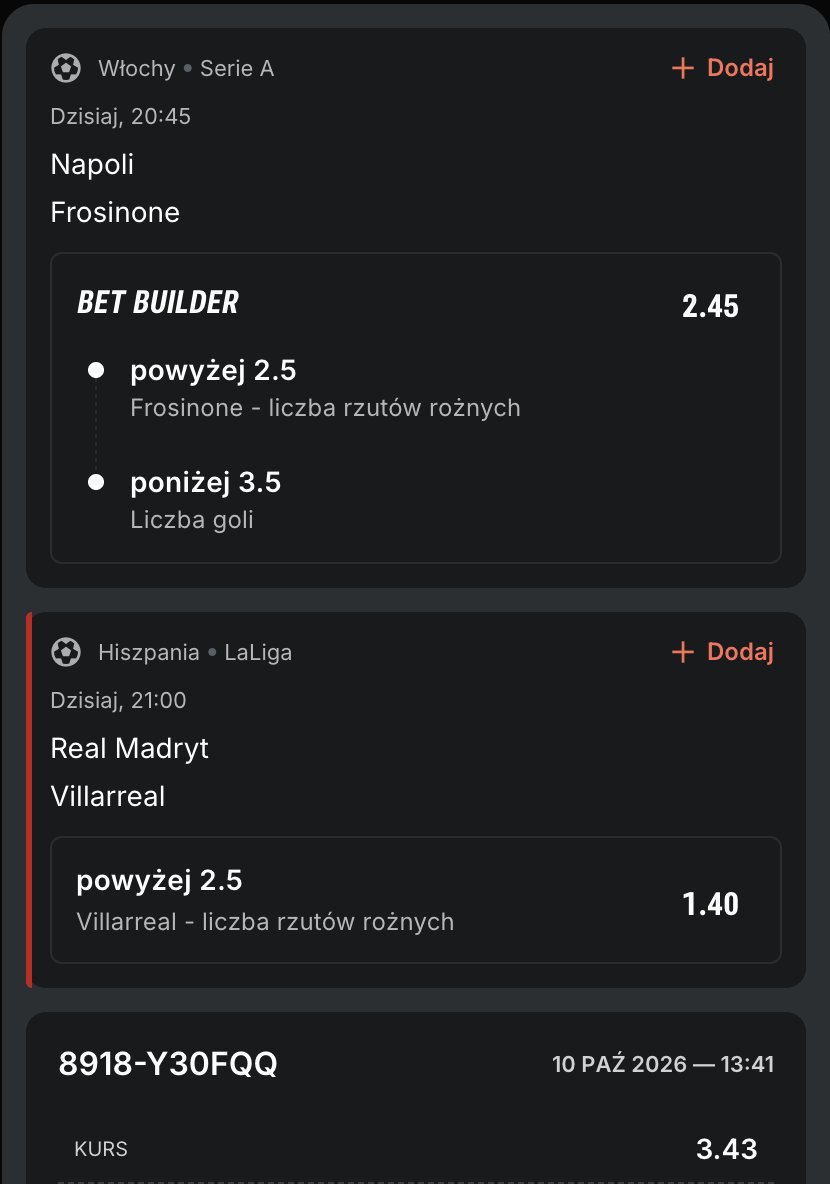 imverilucky's tweet photo. To dziś tak pod bonus na Superbet - Bet builder 50% zwrot przy przegranej. https://t.co/lVIMKl4akR