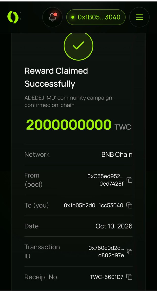 ladykezzye's tweet photo. @DejiaderintoMD @TiwiDev001 @TIWIProtocol @tiwiecosystem Reward claimed successfully 
Thank you Tiwi team https://t.co/2QCam340oF