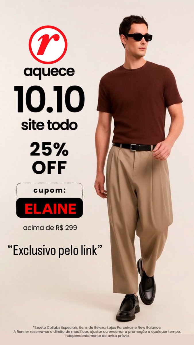 cupomdalaine's tweet photo. Chegou 10.10 na Renner ❤️

🏷️Cupom: ELAINE
╰┈➤ https://t.co/TsQx3TfLAM

Atenção!
❤︎ Use em todas as comprinhas!
❤︎ Só compre look LINDO😉
❤︎ Marca sua amiga para aproveitar os 25% OFF 🤏🏻
❤︎ Deixe sua curtida se o cupom ajudou❤️😉 https://t.co/5OKmRc9wzG