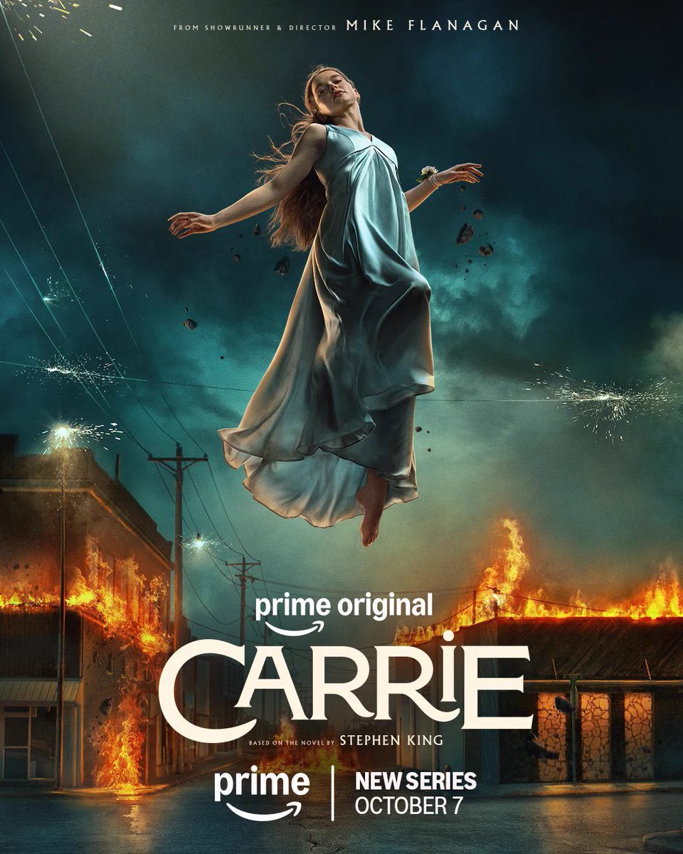 HIDEO_KOJIMA_EN's tweet photo. Finished watching all eight episodes of Mike Flanagan’s “Carrie.” It was a “Carrie” that felt closely connected to today’s generation, society, education system, and everyday life. Having watched De Palma’s version countless times, I found the ending refreshing. Perhaps it was an expansion of something foreshadowed in the original novel. I also happened to be reading Stephen King’s “Firestarter,” recently reissued in Japan by Kawade Bunko, which made the experience all the more meaningful. Next up for Flanagan is “The Exorcist.”