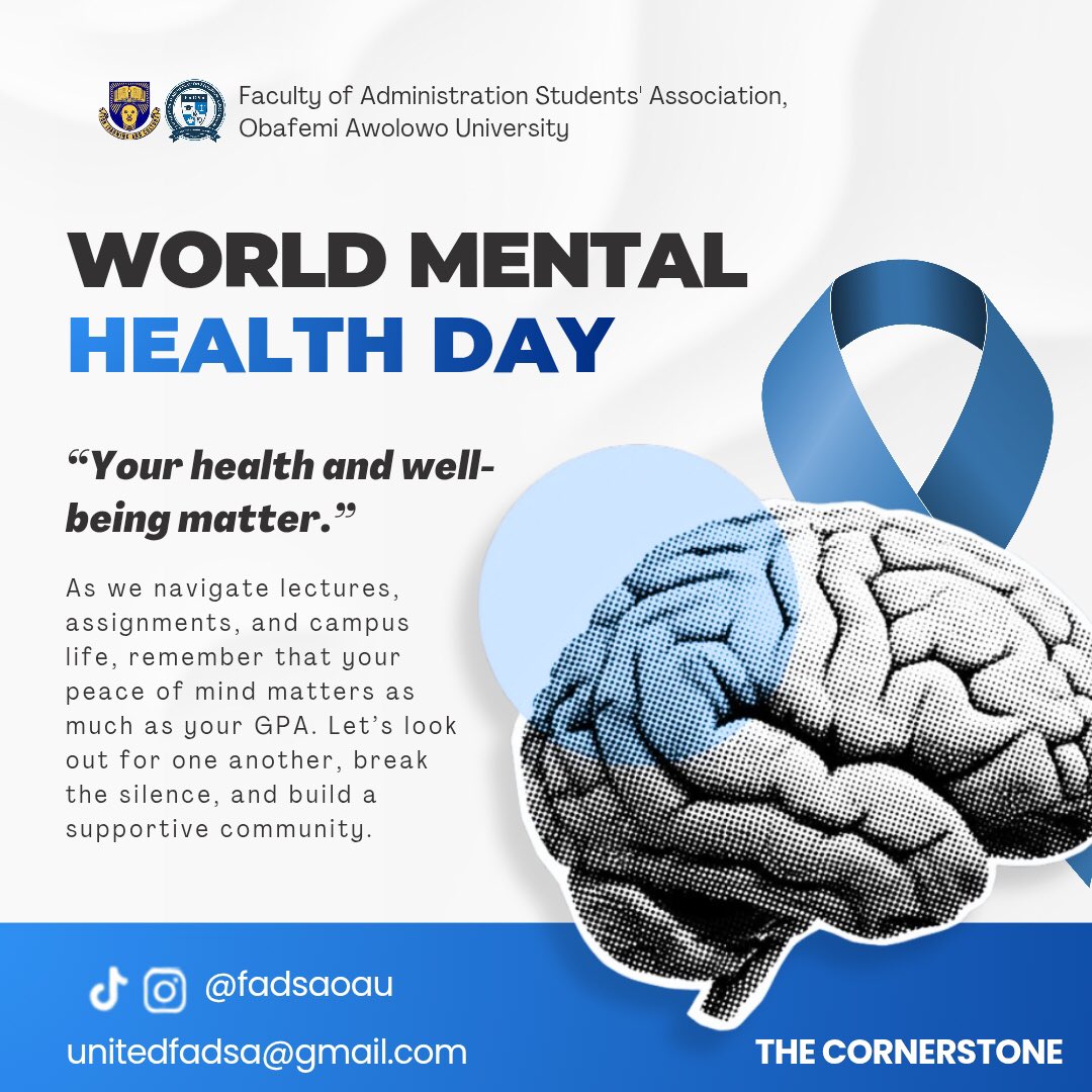 unitedfadsa's tweet photo. Dear FADSAites,

Between lectures, assignments, deadlines, and the pressure to stay on top of everything, it is easy to forget that we are human too. Sometimes, the pressure to excel academically can make us overlook something equally important: our mental health. https://t.co/SV0v3vwnRb