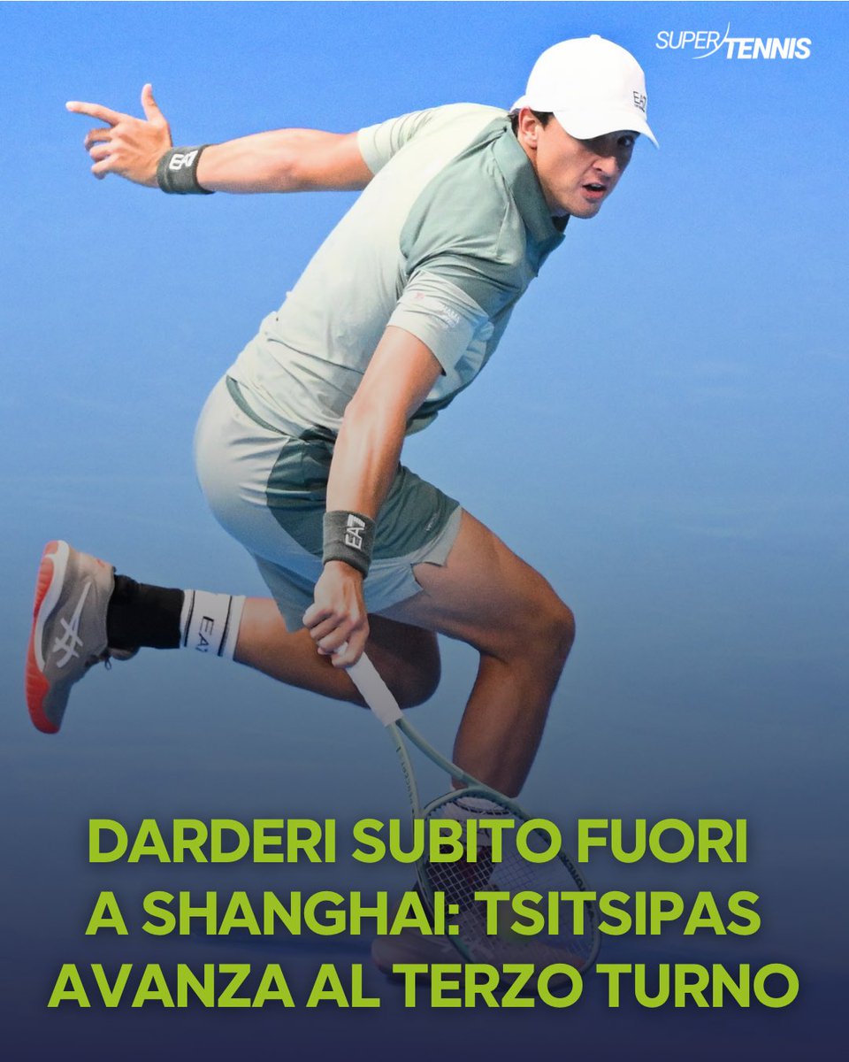 SuperTennisTv's tweet photo. Il greco vince 6-3, 6-4 e sfiderà Fritz al terzo turno di Shanghai 🔥

❌ Con l’eliminazione di Darderi non ci sarà nessun italiano al terzo turno del Masters 1000 di Shanghai: è la prima volta che accade da Parigi Bercy 2024 https://t.co/3z3k4AjgYC