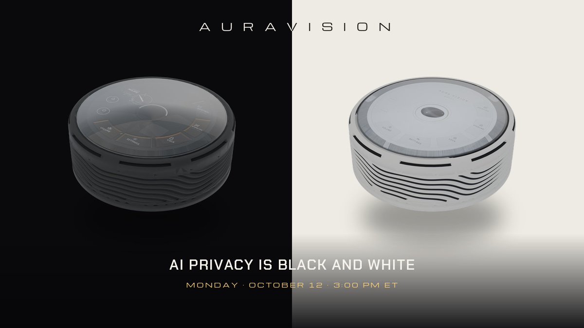 AuraVision_Co's tweet photo. AI privacy is black and white.

Two finishes. One promise.

Monday · October 12 · 3PM ET 🕯️ https://t.co/B2Ewr93hug