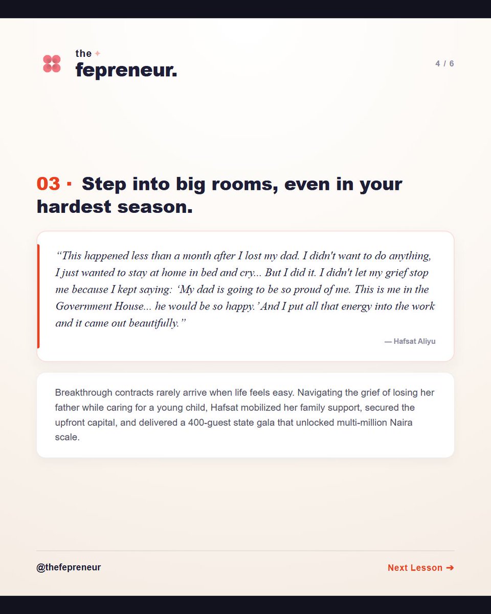 thefepreneur's tweet photo. How do you build a multi-million-naira business when you start with zero capital?

When Hafsat Aliyu started @northernlightsevents_, she had no outside investors, no warehouse, and no corporate background in event production. https://t.co/mwGvAIFjGT