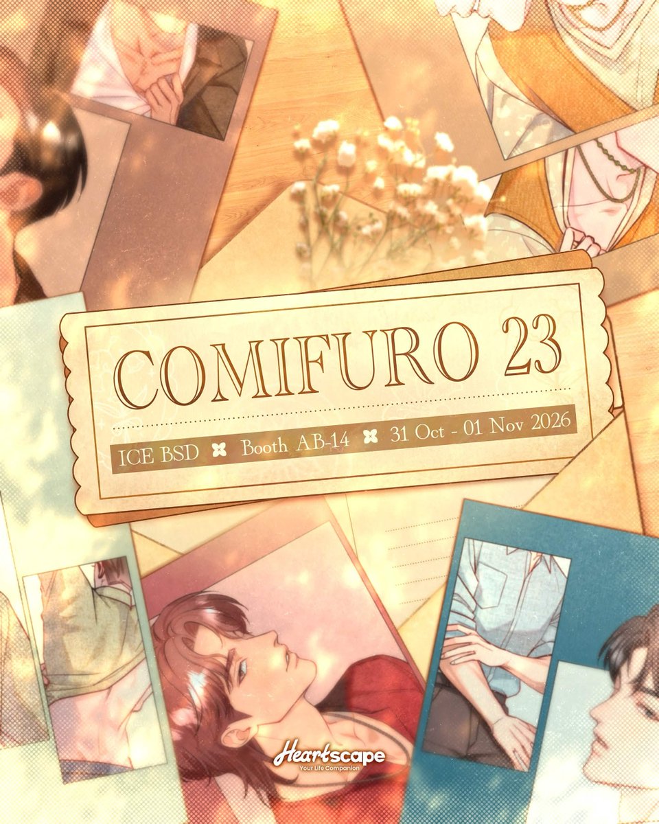heartscape_id's tweet photo. COMIFURO 23 [AB-14 HEARTSCAPE] (1/2)

Kunjungi Bima, Nathan, Sena, Dirga dan Rey di ICE BSD - Comifuro 23, booth AB-14 pada 31 Okt - 1 Nov 2026!

Bagaimana ya interaksi blind handshake? 🫣 Cari tahu di update berikutnya~

(....)

#CF23 #Comifuro23 #comicfrontier #heartscape https://t.co/2ju2BsHF3k