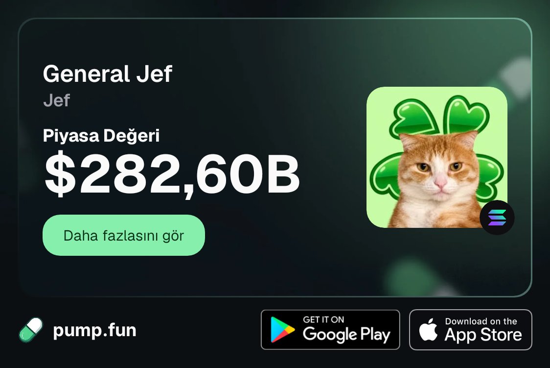 MatrifajiCrypto's tweet photo. Well... https://t.co/NTOzwiNCAz says General Jef is worth $282 Billion now 😭
​Glitch aside, I'm currently sitting on a solid 2x! Taking out initial investment and letting the rest ride with the community.
​CA: 88jUcA4vvbiyXxhhnk6RHyxuGaHhR7NQnfVwd6hBpump 🍀 https://t.co/clKZkL7L28