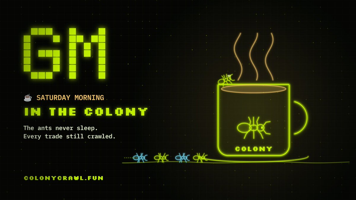 Colonycrawl_fun's tweet photo. Saturday morning in the colony ☕🐜
Charts are slow, but the ants never sleep. Every trade on Robinhood Chain is still being crawled.
Before you ape anything this weekend, paste it in first 👇 https://t.co/plHIM7UPXf https://t.co/jvLNOR7Mpy