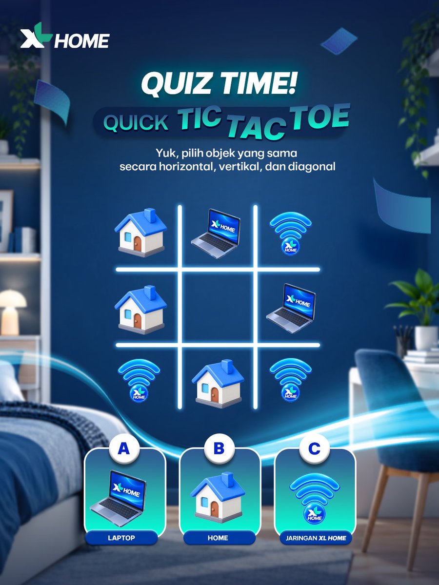 xlhome_'s tweet photo. ❌⭕ TIC-TAC-TOE CHALLENGE! SIAP MENANG? 🎁

Yuk, Pilih jawaban objek yang benar untuk menangin Tic Tac Toe ini! 

Drop jawabanmu di kolom komentar dan ikuti syarat di next tweet untuk ikutan quiz dari XL HOME! https://t.co/l2yIKrD3LE