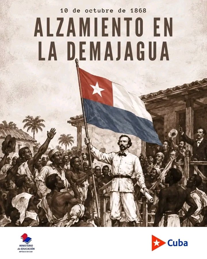 PabloGVega2kvy's tweet photo. 10 de octubre: Día histórico para Cuba 🇨🇺
En 1868, en La Demajagua, Carlos Manuel de Céspedes se alzó en armas, liberó a sus esclavos y proclamó la independencia. Ese acto inició la gesta independentista, raíz y legado de la nación cubana.
#Cuba #10DeOctubre #LaDemajagua https://t.co/BnZa4yGa2W