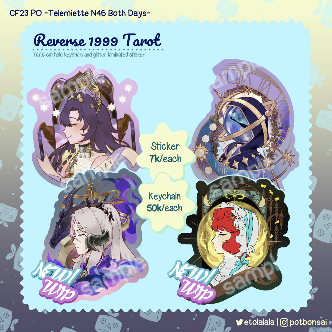etolalala's tweet photo. [Shares are really appreciated!]  
#CF23 Batch 2 PO + Giveaway is open!
✦ PO open until: 14 October! 
✦ Fandom: Reverse 1999, Limbus Company, Identity V, Frieren
✦ Form ⛓️ in reply
#Comifuro #Comifuro23 #cf https://t.co/ZKEJKBaXqO