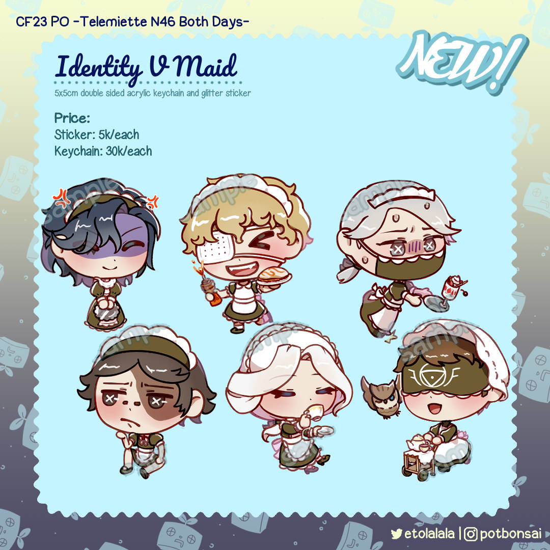 etolalala's tweet photo. [Shares are really appreciated!]  
#CF23 Batch 2 PO + Giveaway is open!
✦ PO open until: 14 October! 
✦ Fandom: Reverse 1999, Limbus Company, Identity V, Frieren
✦ Form ⛓️ in reply
#Comifuro #Comifuro23 #cf https://t.co/ZKEJKBaXqO