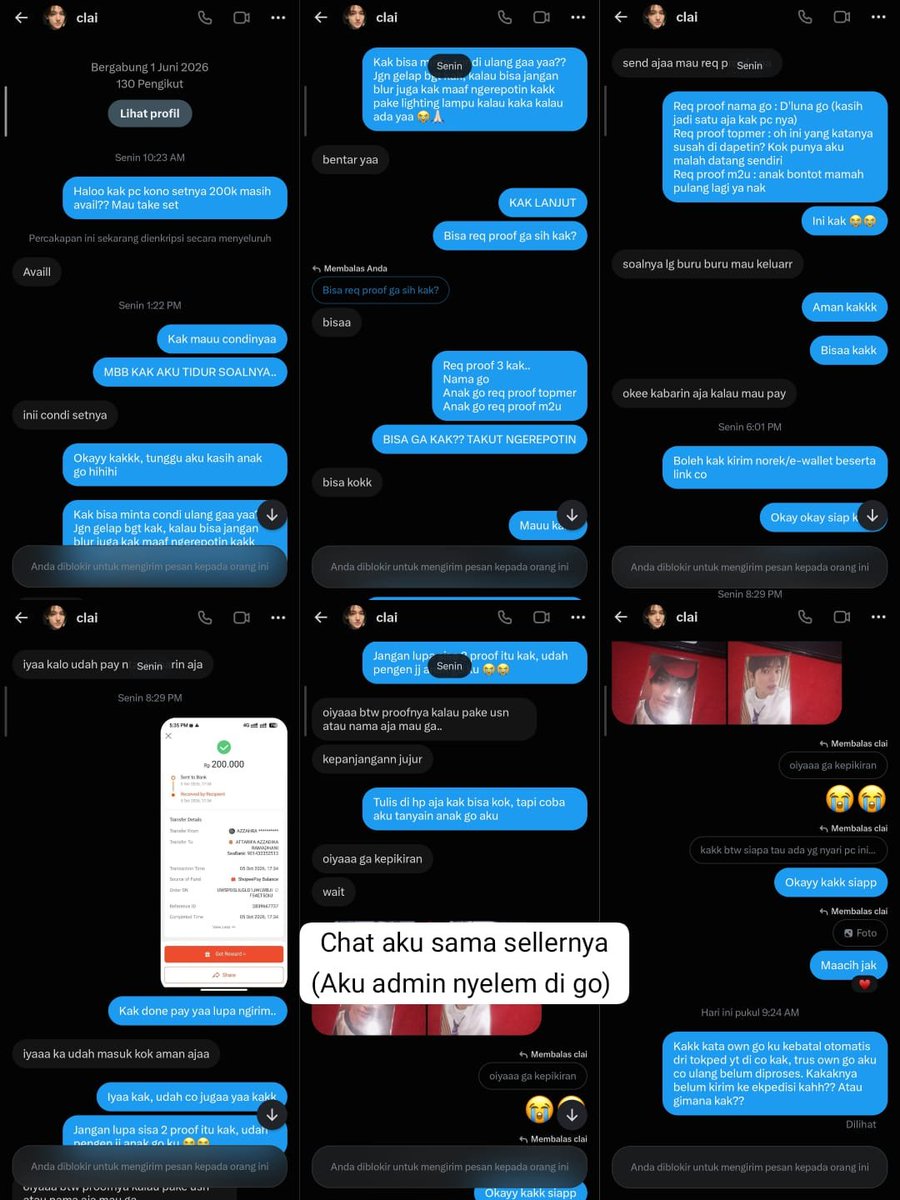 jjamieoyonn's tweet photo. ‼️HATI HATI ADA SCAMMER ‼️

X scammer : @lystrrsd
Norek scammer : 901432352513 (Seabank) An ATTARIFA AZZADIKA RAMADHANI

KRONOLOGI : 
Awalnya aku lagi nyelem di sbt cortis, lalu nemu jualannya yaitu pc keonho topmer dan m2u. Aku cekin cekin accnya gada yg mencurigakan, https://t.co/FMVIu6PckE