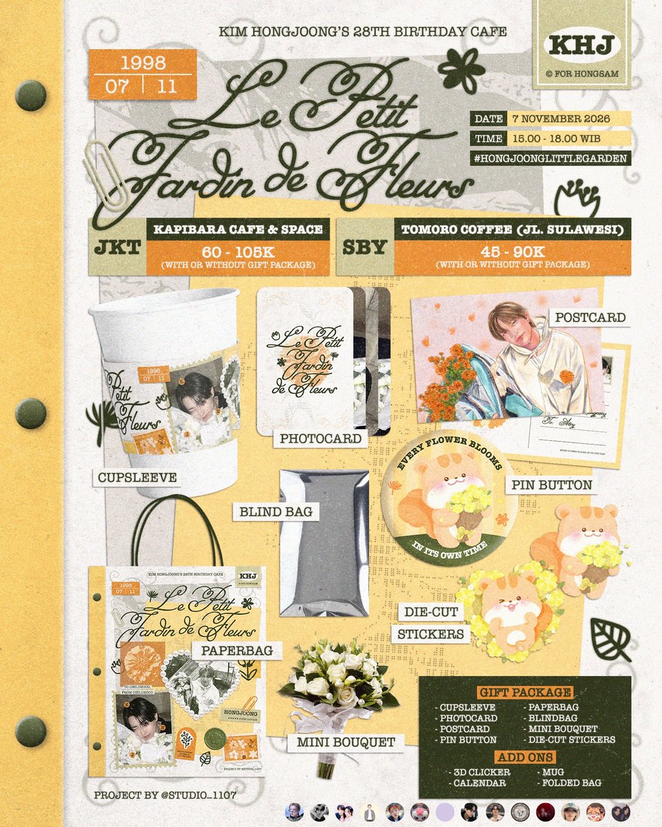 woonyanq's tweet photo. ㅤ2026 Hongjoong Birthday Cafe Event
ㅤㅤㅤ    𝘓𝘦 𝘗𝘦𝘵𝘪𝘵 𝘑𝘢𝘳𝘥𝘪𝘯 𝘥𝘦 𝘍𝘭𝘦𝘶𝘳𝘴

 ꕥ 𝙅𝙖𝙠𝙖𝙧𝙩𝙖
📍: Kapibara Cafe &amp; Space

 ꕥ 𝙎𝙪𝙧𝙖𝙗𝙖𝙮𝙖
📍: Tomoro Coffee ─ Jl. Sulawesi

RSVP @ 11 Oct 2026
More Info @STUDIO_1107

#HongjoongLittleGarden
#HONGJOONG #홍중 https://t.co/gYXXL6OpLv