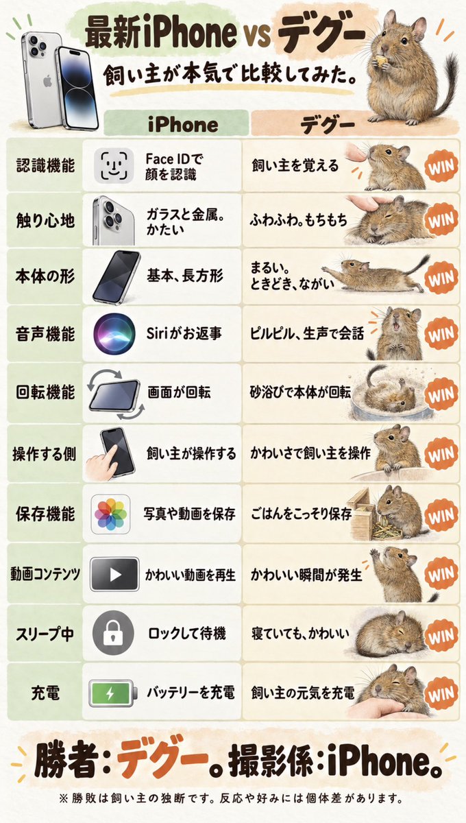 kdevelopk's tweet photo. iPhone vs Degu https://t.co/pczfI3yOZ0