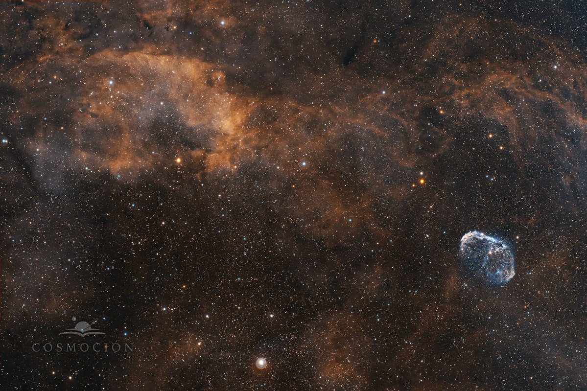 FerCabPal's tweet photo. Nebulosa Crescent y alrededores desde #Valladolid ciudad. Foto en falso color usando filtros de banda estrecha que consiguen esquivar gran parte de la contaminación lumínica de la ciudad. En total fueron 60 minutos de exposición. https://t.co/HYMOjBcqjW
