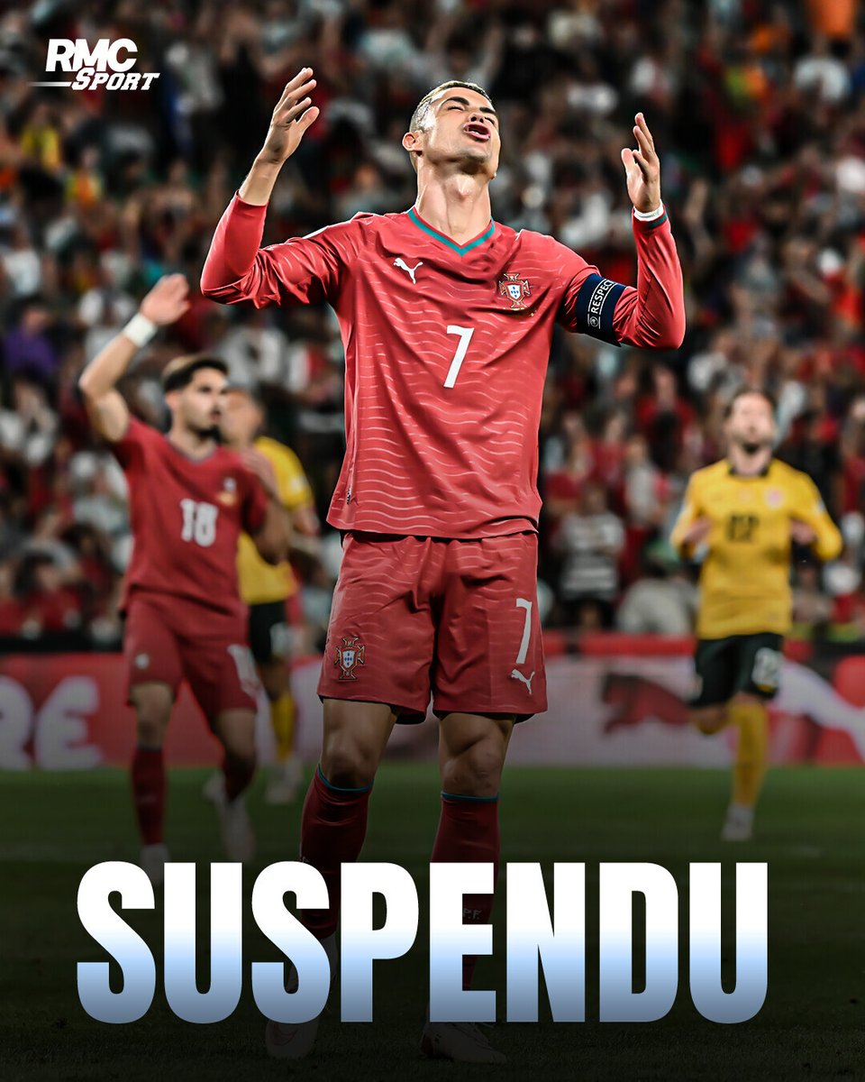 RMCsport's tweet photo. 🚨🇵🇹 La première sanction est tombée pour CR7 après son départ fracassant de la sélection https://t.co/md0WW38ka1